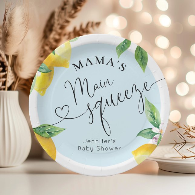 Blue lemon mamas main squeeze baby shower napkins paper plate (Creator Uploaded)