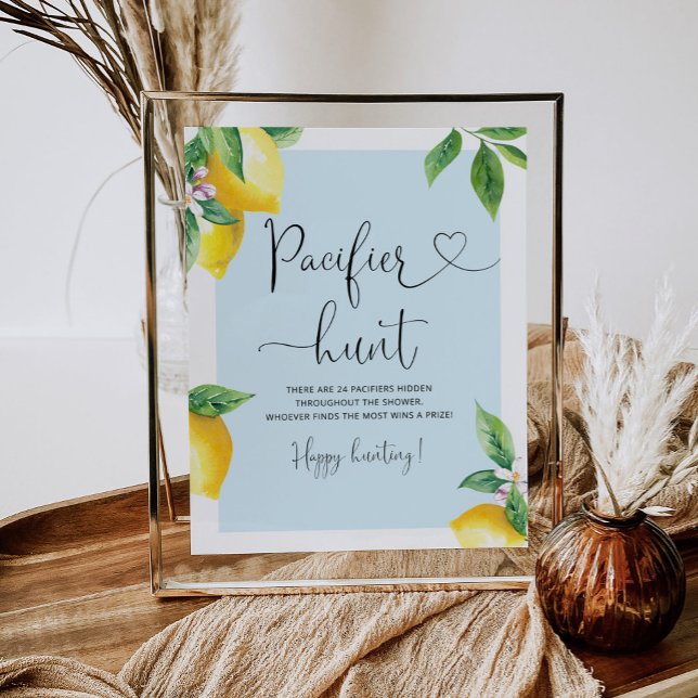 Blue lemon Pacifier hunt baby shower game Poster (Creator Uploaded)