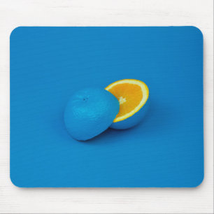 blue lemon sliced into two halves mouse pad