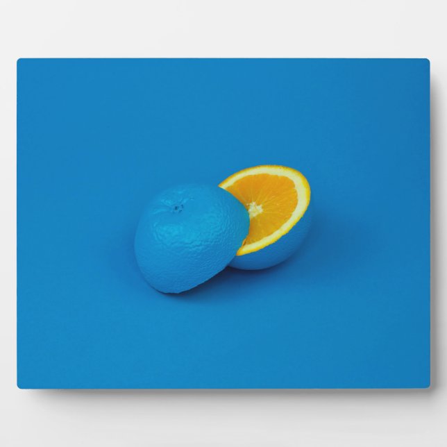 blue lemon sliced into two halves plaque (Front)