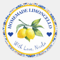 Blue Lemon Tile Homemade Limoncello Label