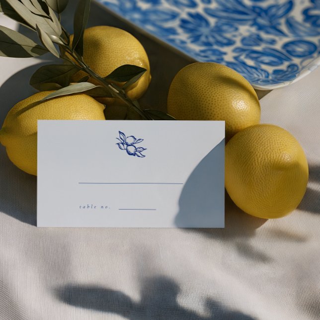 Blue Lemons Doodle Wedding Escort Cards (Creator Uploaded)