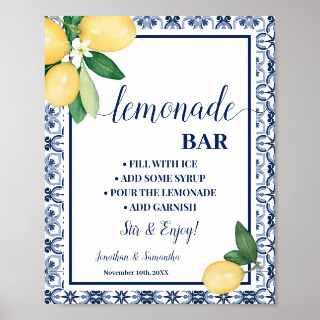 Blue Lemons Mediterranean Lemonade Bar  Poster (Front)