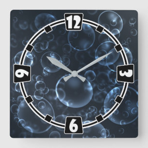 Blue lenses, bokeh square wall clock
