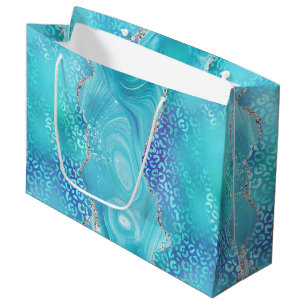 Blue Leopard Agate Glam Abstract Stone Large Gift Bag