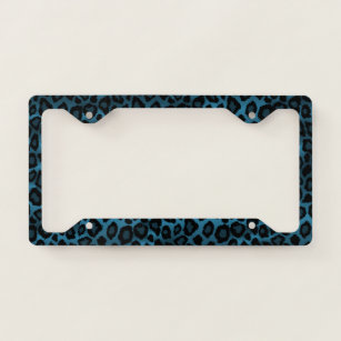 Blue Leopard Animal Print License Plate Frame