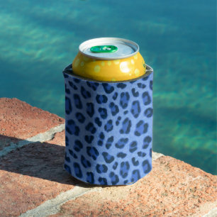 Blue Leopard Animal Print Skin Pattern   Can Cooler