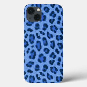 Blue Leopard Animal Print Skin Pattern iPhone 13 Case
