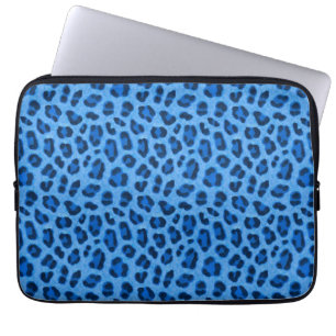 Blue Leopard Animal Print Skin Pattern Laptop Sleeve