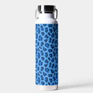Blue Leopard Animal Print Skin Pattern Water Bottle