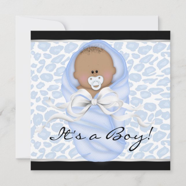 Blue Leopard Baby Shower Invitation (Front)