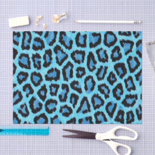 Blue Leopard Cheetah Animal Print Pattern Tissue Paper
