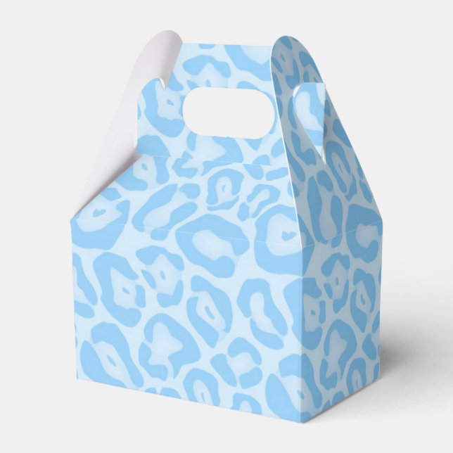 Blue Leopard Cheetah Print Safari Favour Favour Box (Front Side)