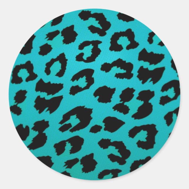 BLUE LEOPARD CLASSIC ROUND STICKER (Front)