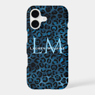 Blue Leopard Custom Monogram