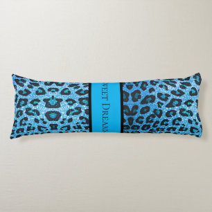 Blue Leopard Faux Sparkle Sweet Dreams Modern Chic Body Cushion