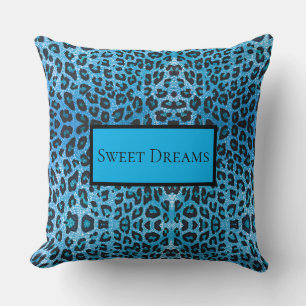 Blue Leopard Faux Sparkle Sweet Dreams Modern Chic Cushion