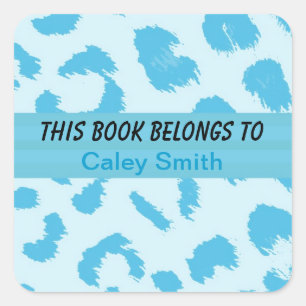 Blue Leopard Pattern Book Label