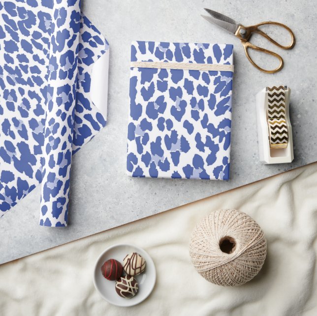 Blue Leopard Pattern Wrapping Paper (Crafts)