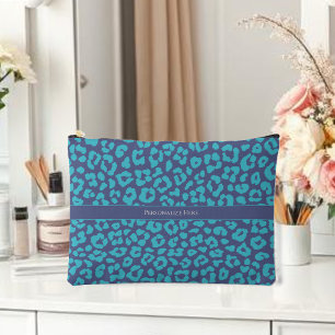 Blue Leopard Print Accessory Pouch