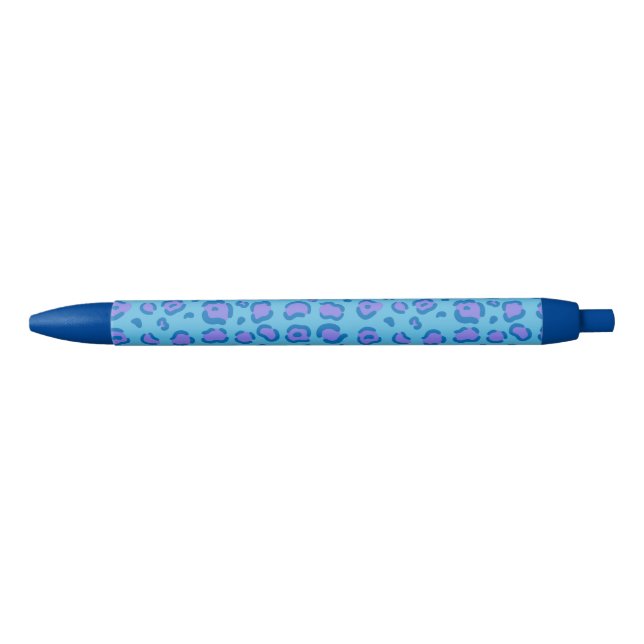 Blue Leopard Print Black Ink Pen (Front)