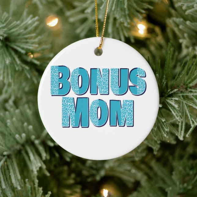 Blue Leopard Print Bonus Mum  Ceramic Ornament (Tree)