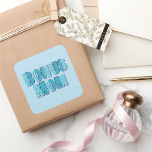 Blue Leopard Print Bonus Mum  Square Sticker