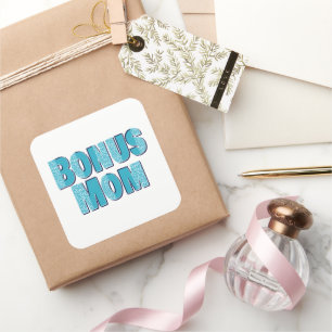 Blue Leopard Print Bonus Mum Square Sticker