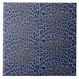 Blue leopard print  ceramic tile