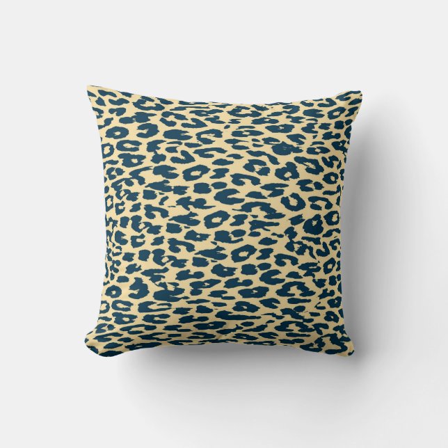 Blue Leopard Print Cushion (Front)