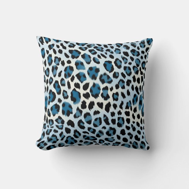 Blue Leopard Print Cushion (Front)