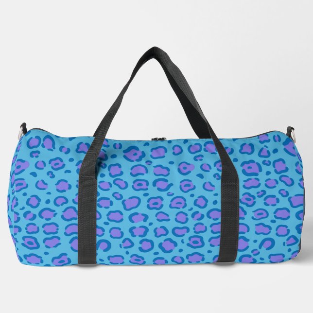Blue Leopard Print Duffle Bag (Front)