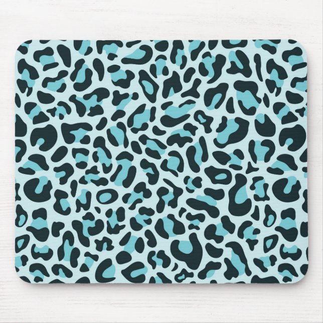 Blue Leopard Print Glam Trendy Mouse Pad Pads (Front)
