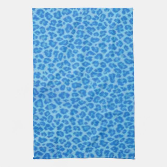 Blue Leopard Print Kitchen Towel (Vertical)