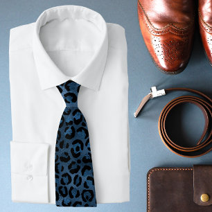 Blue Leopard Print Luxury Shimmer Effect Tie