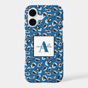 Blue Leopard Print Monogram