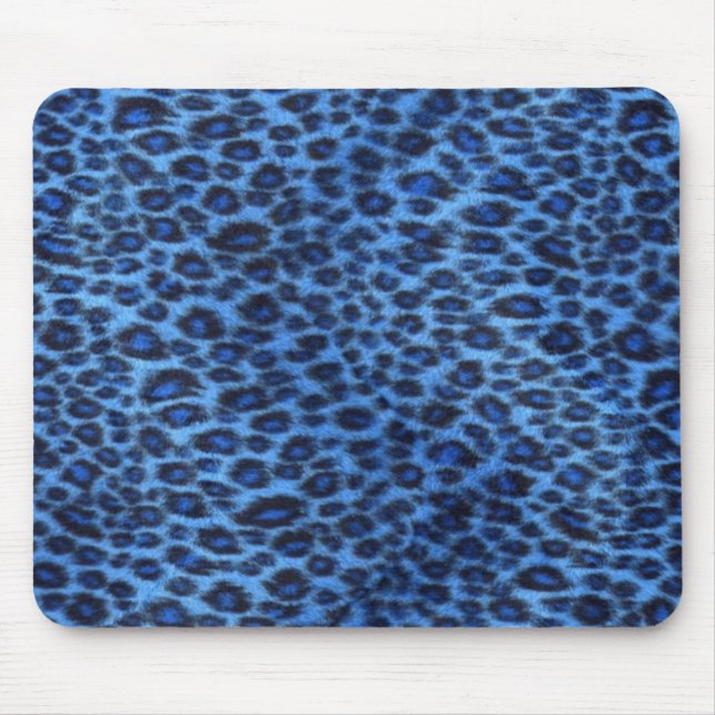 Blue Leopard Print Mousepad (Front)