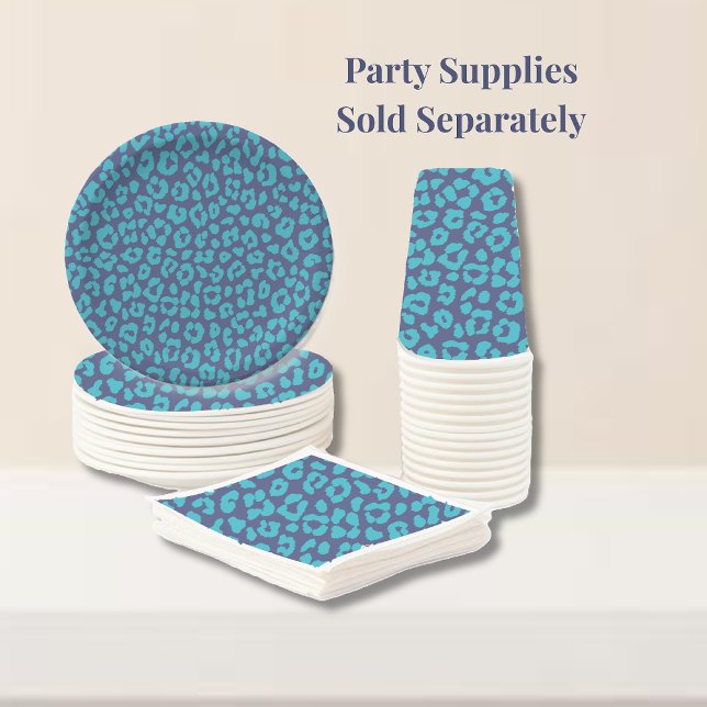 Blue Leopard Print Napkin (Blue Leopard Print-Party Supplies Plates napkins and cups)
