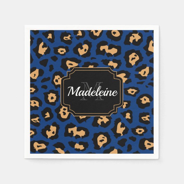 Blue Leopard print Napkin (Front)
