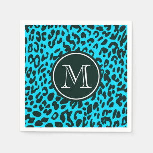 Blue Leopard Print Napkin