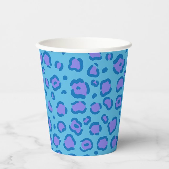 Blue Leopard Print Paper Cups (Front)