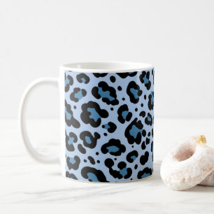 Blue Leopard Print Pattern Coffee Mug