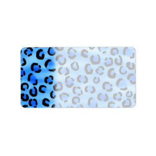 Blue Leopard Print Pattern. Label