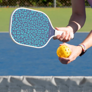 Blue Leopard Print Pickleball Paddle