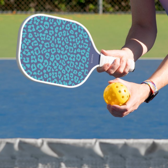 Blue Leopard Print Pickleball Paddle (Insitu)