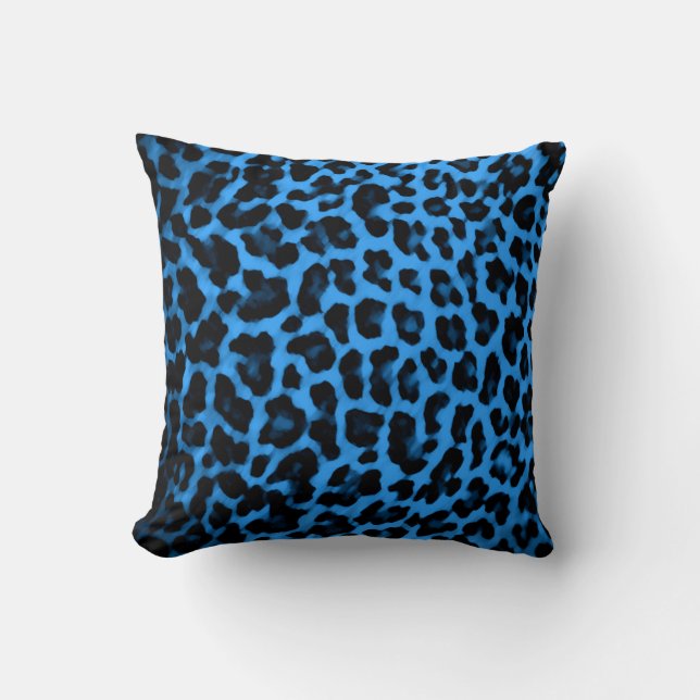 Blue Leopard Print Pillow (Front)