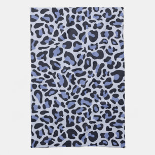Blue Leopard Print Retro Kitchen Towel