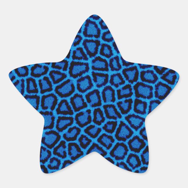 Blue Leopard Print Star Sticker (Front)