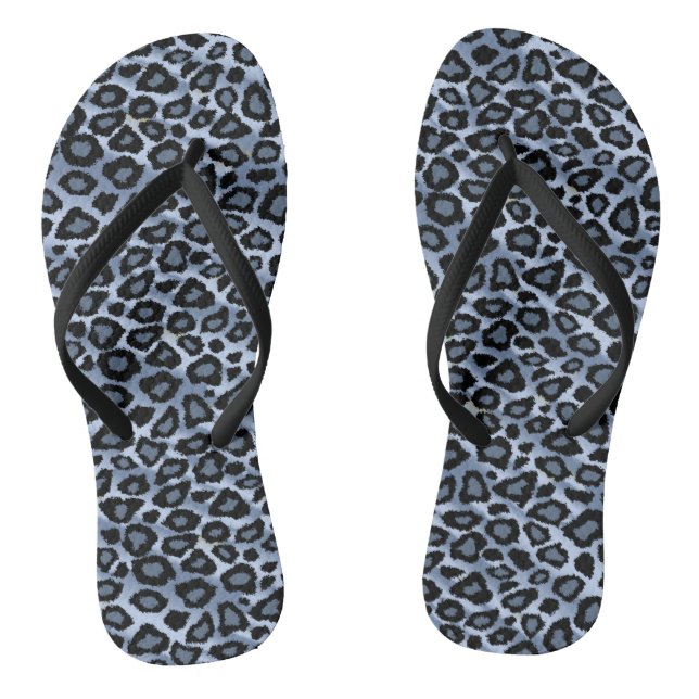 Blue Leopard Print Thongs (Footbed)