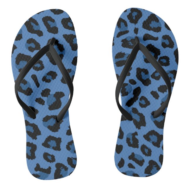 Blue Leopard Print Thongs (Footbed)